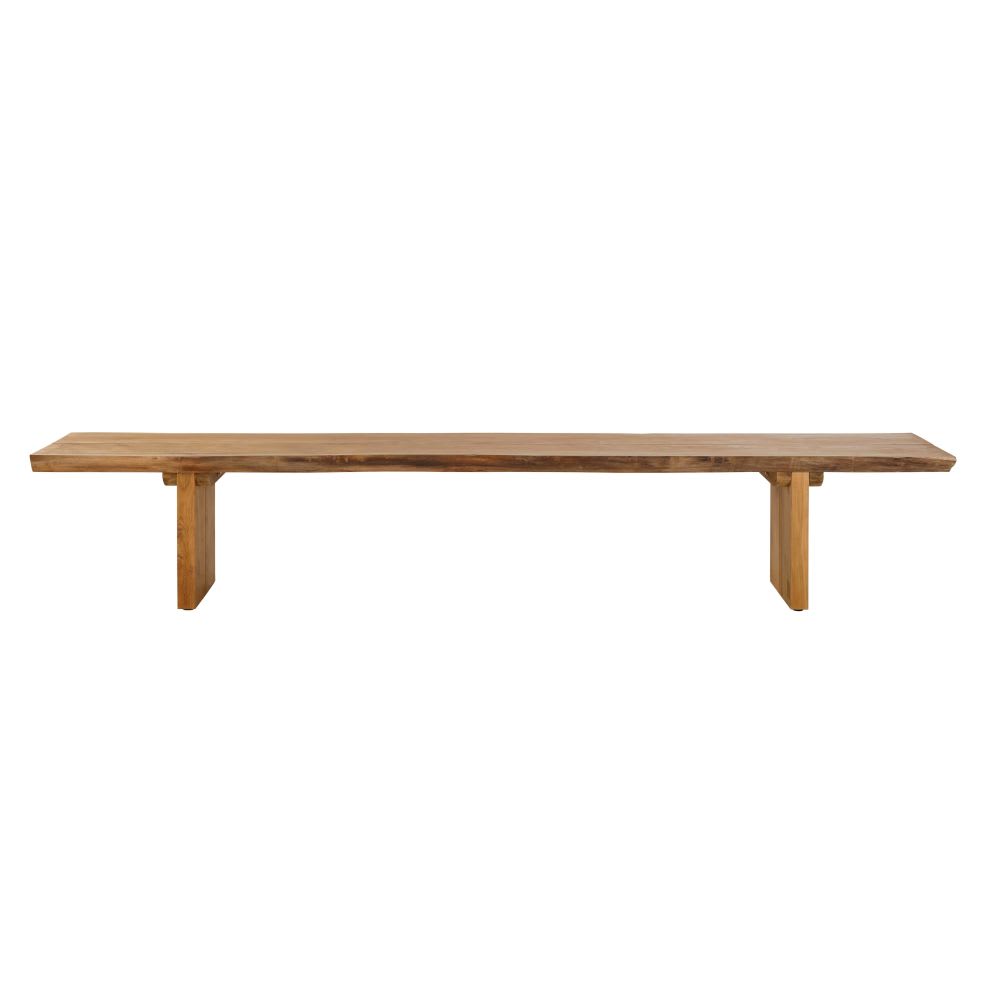 Banc de jardin en teck massif effet tronc