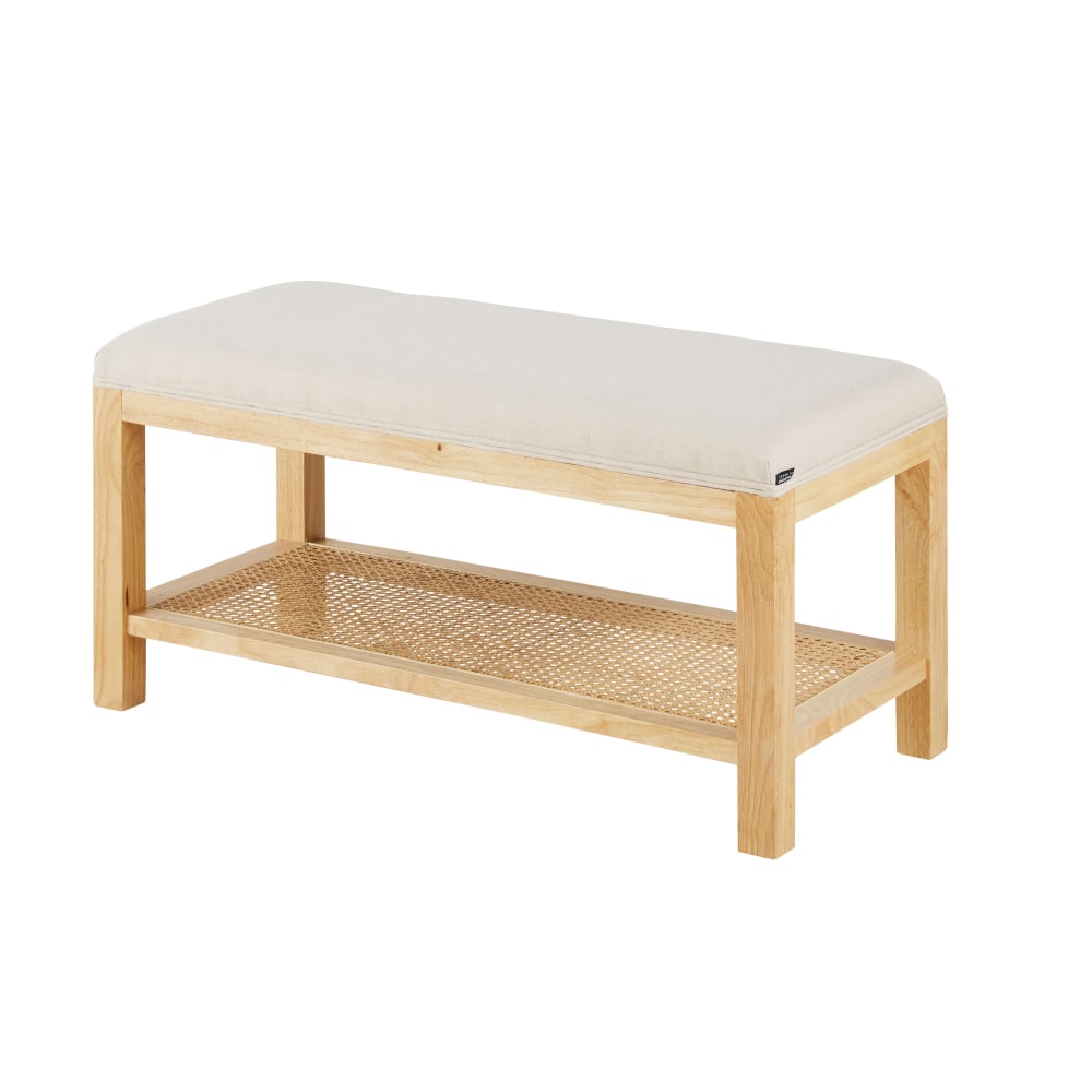 Banc en bois d'hévéa cannage en rotin — vue 3