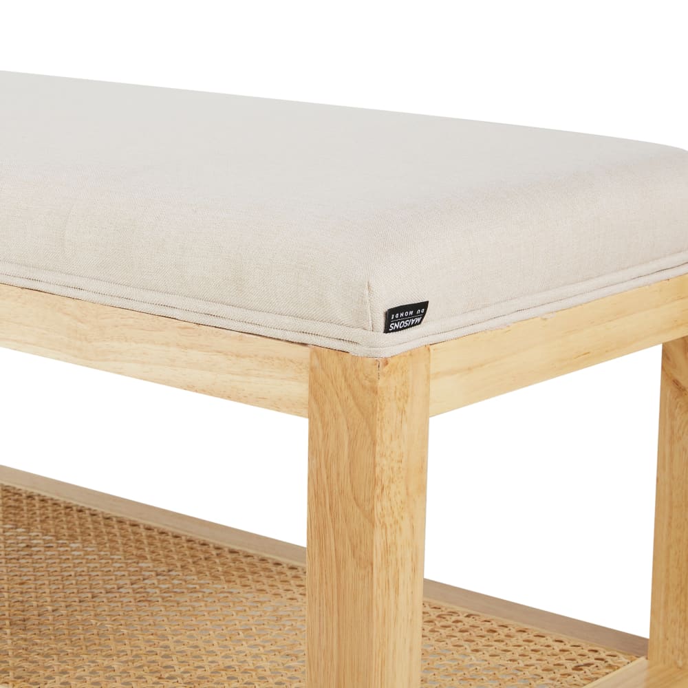 Banc en bois d'hévéa cannage en rotin — vue 4