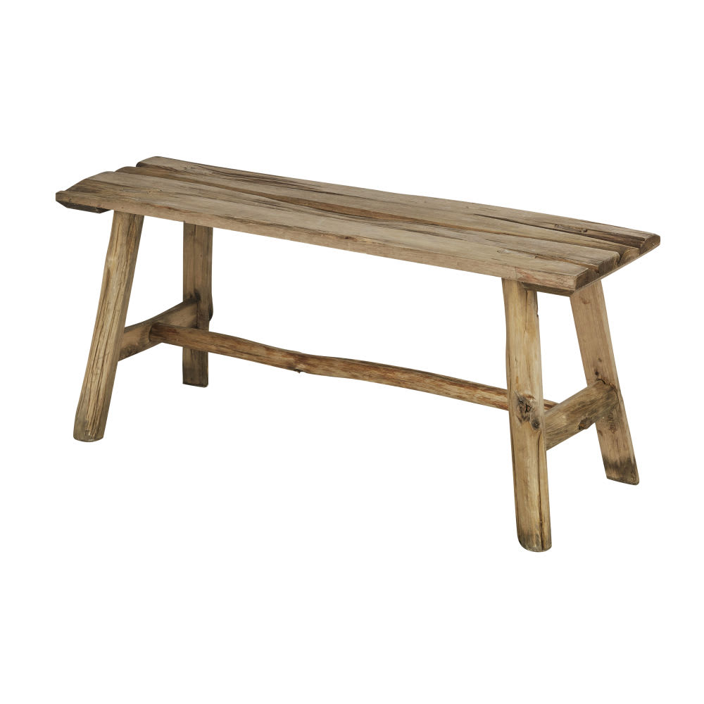 Banc en bois de lithocarpe recyclé marron Banc en bois de lithocarpe recyclé marron