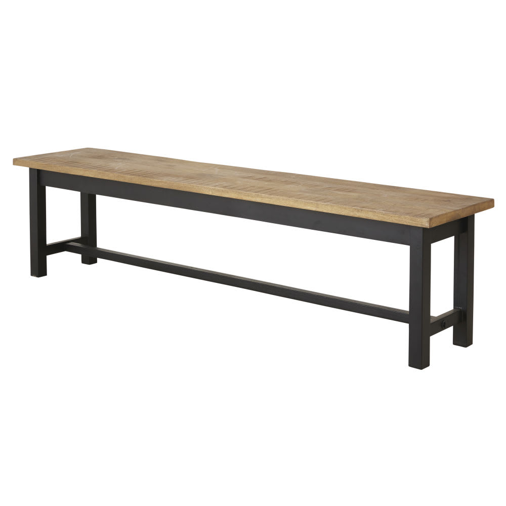 Banc en manguier massif et acier noir mat - Maisons Du Monde