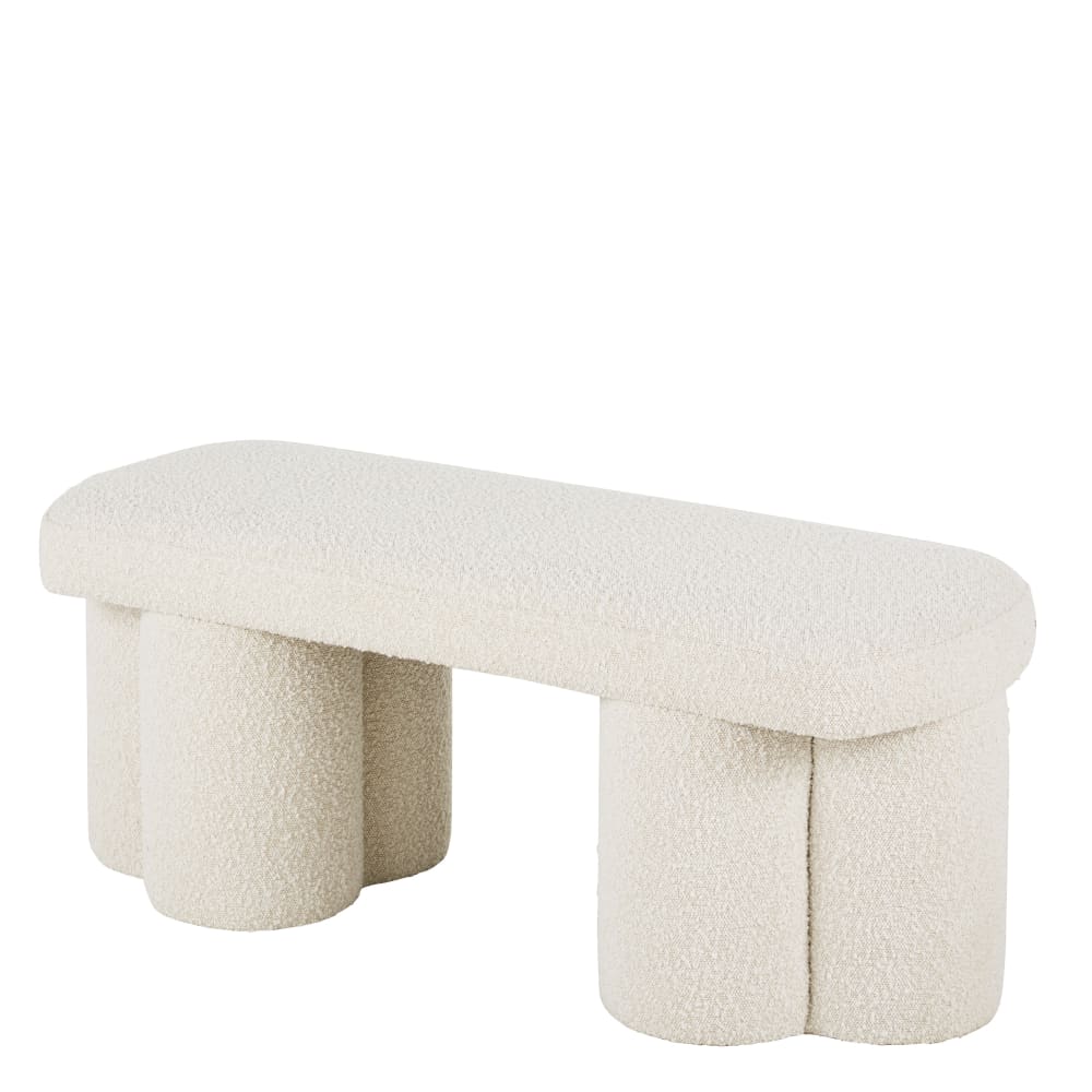 Banc en tissu effet laine bouclée blanche — vue 3