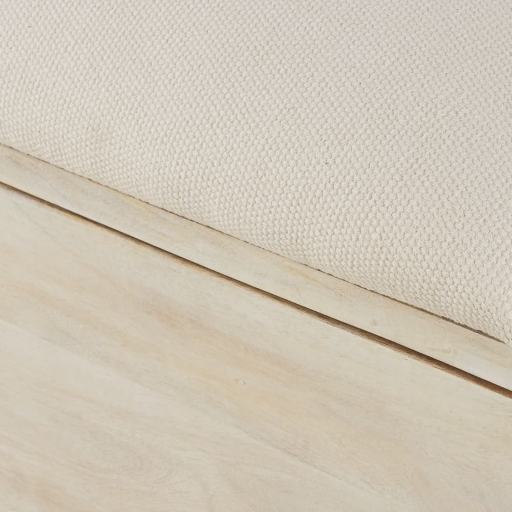 Banquette coffre 2 places en coton écru et manguier — vue 4