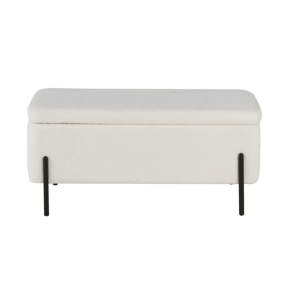 Banquette-coffre bouclettes - blanches