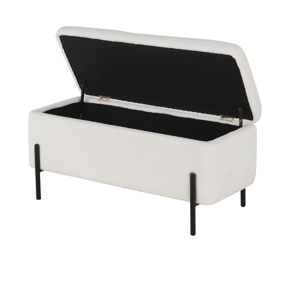 Banquette-coffre bouclettes blanches