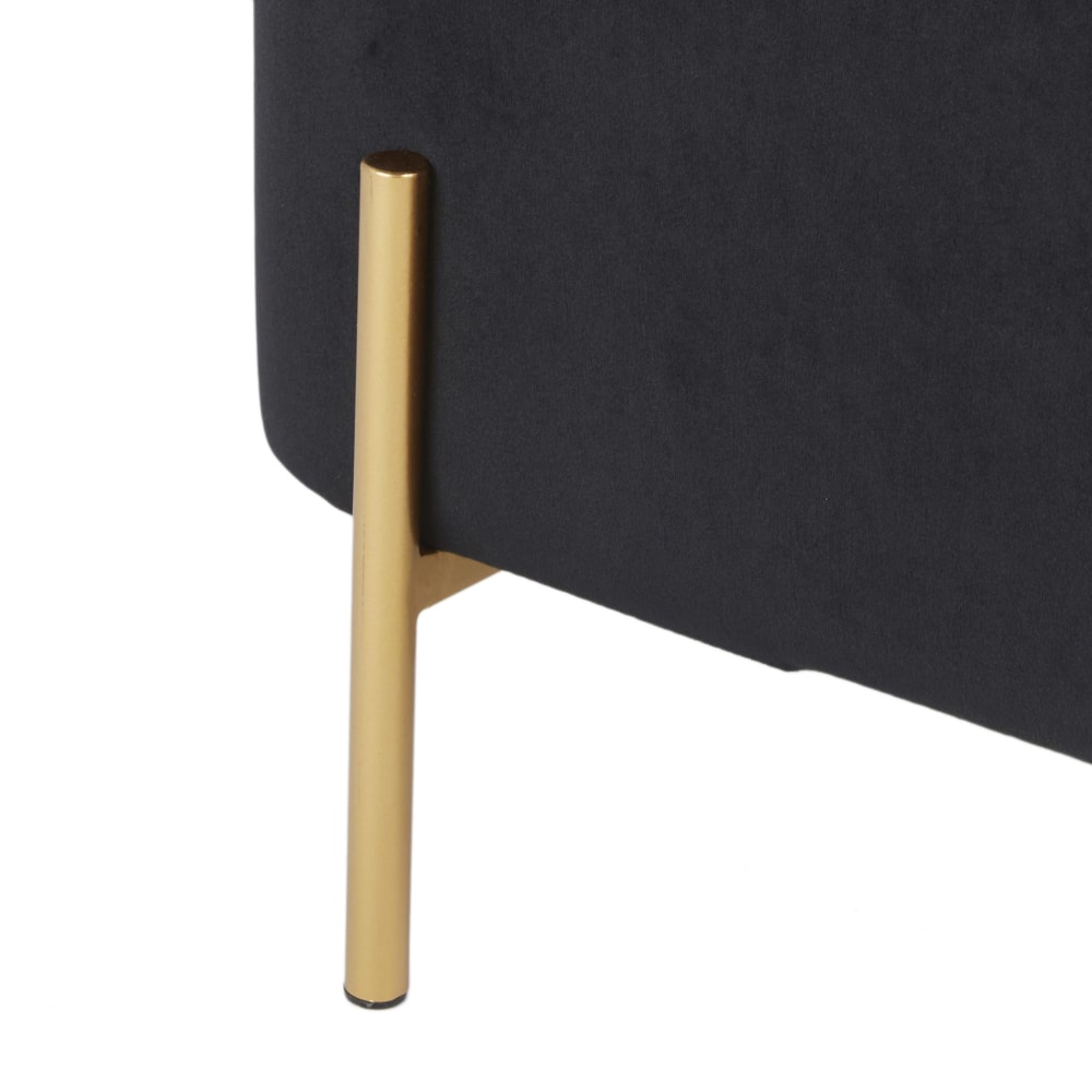 Banquette coffre en velours noir et fer forgé doré — vue 4