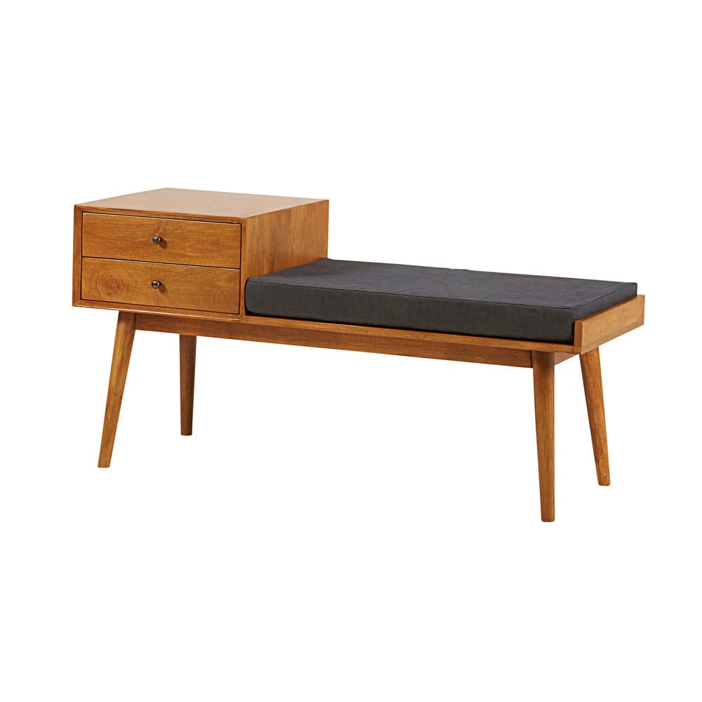 Banquette d'entrée vintage 2 tiroirs en manguier L.120cm - Maisons du Monde