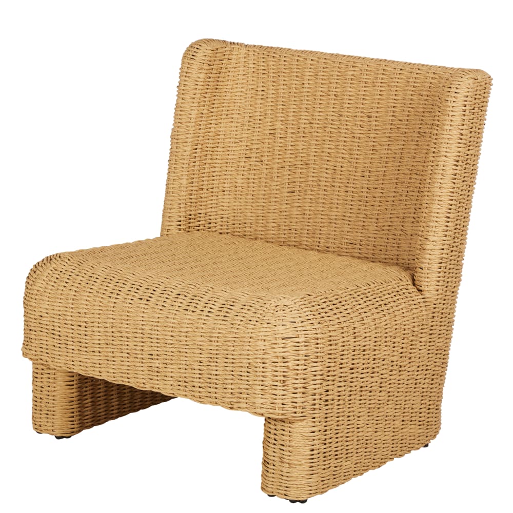Banquette d'extérieur 1 place pour hôtel en résine tressée recyclée beige
