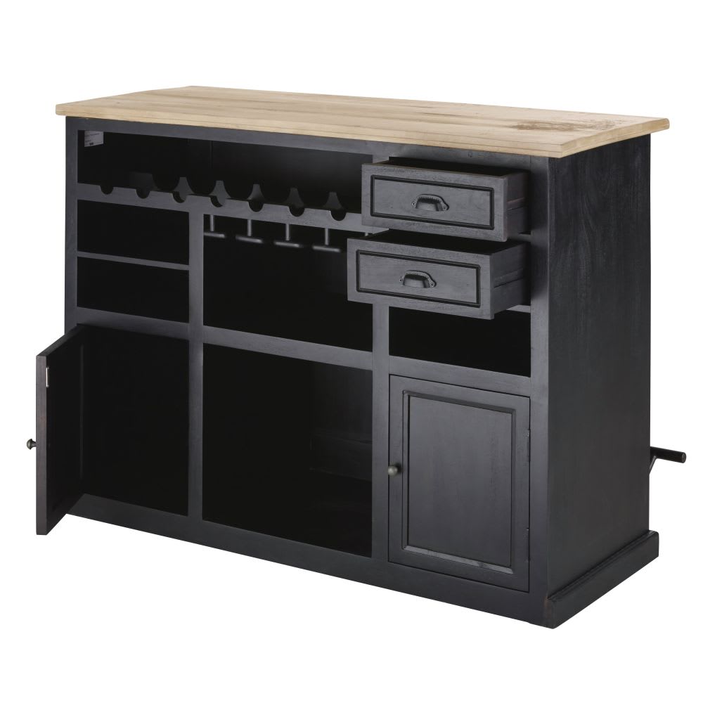 Bar industriel avec repose-pieds en métal gris finition patinée et vieillie - Maisons du Monde