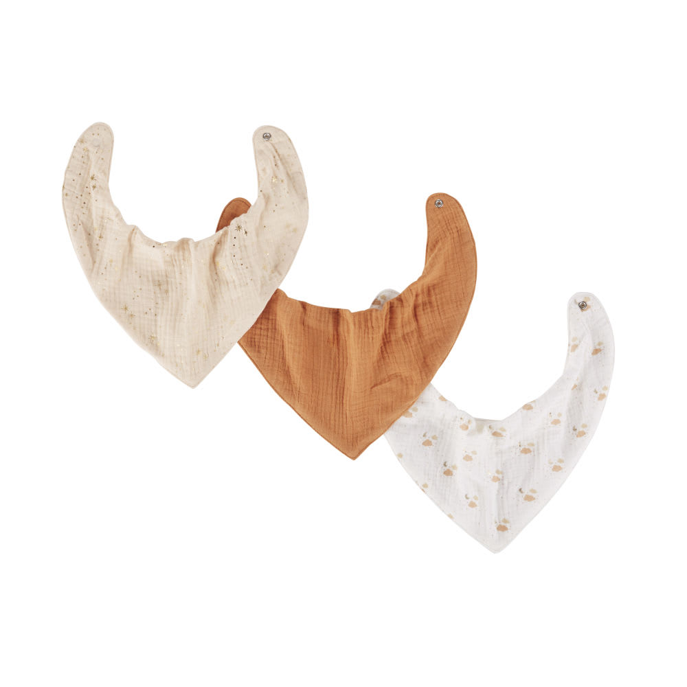 Maisons du Monde - Bavoirs en gaze de coton blanc, beige rosé et terracotta (x3)