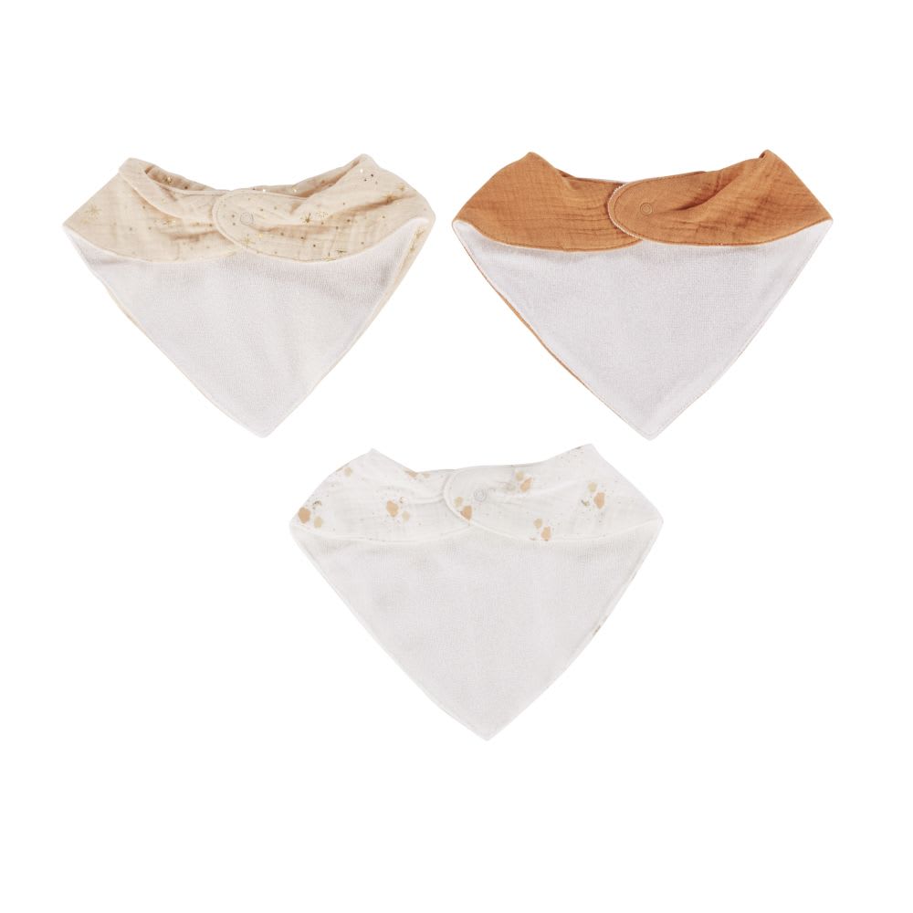 Bavoirs en gaze de coton blanc, beige rosé et terracotta (x3) (Maisons du Monde) - Image 1
