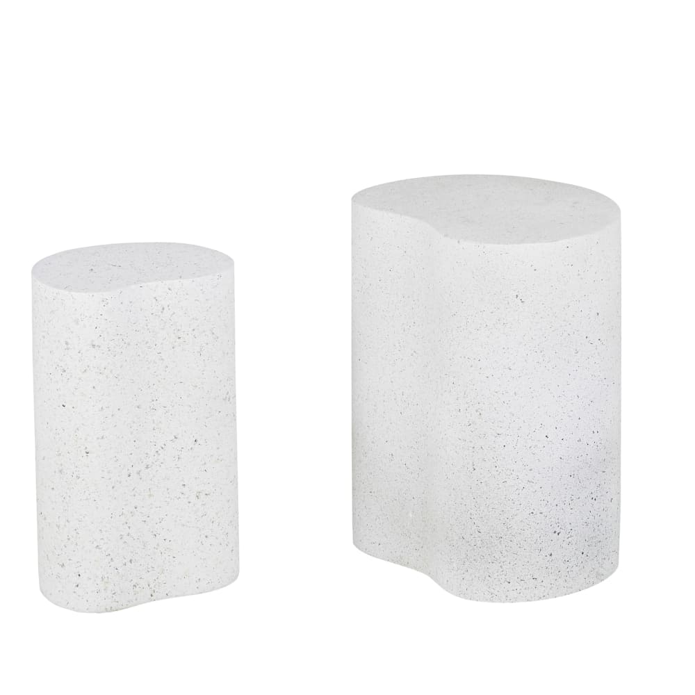 Beistelltische mit Terrazzo-Effekt, weiß (Set aus 2) - Maisons Du