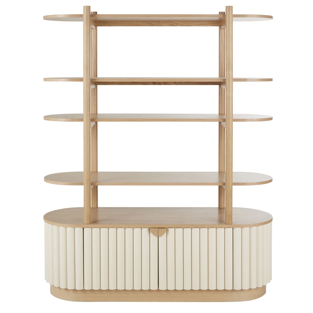 Bibliothèque 2 portes blanches en rondins L146