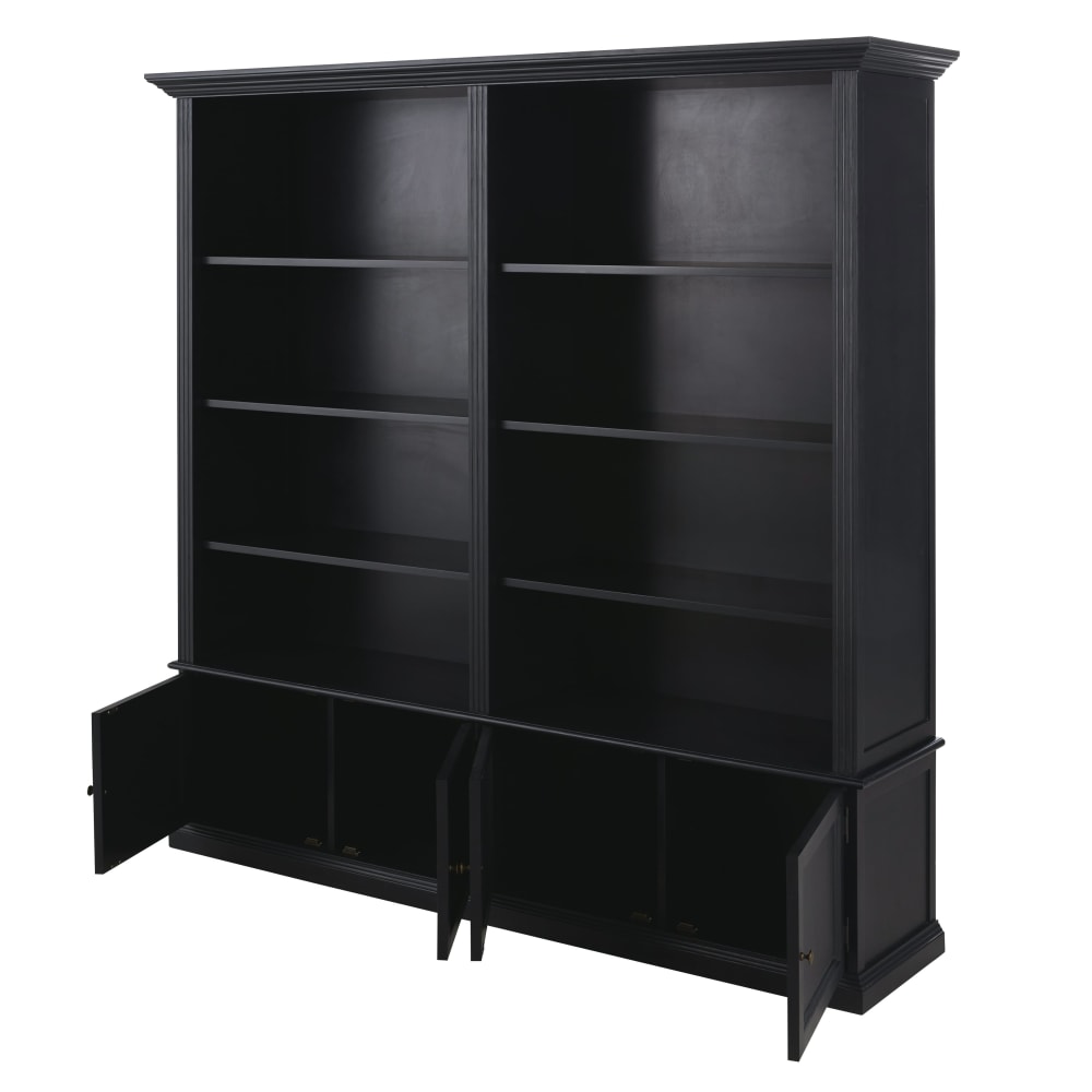 Bibliothèque 4 portes noire L180