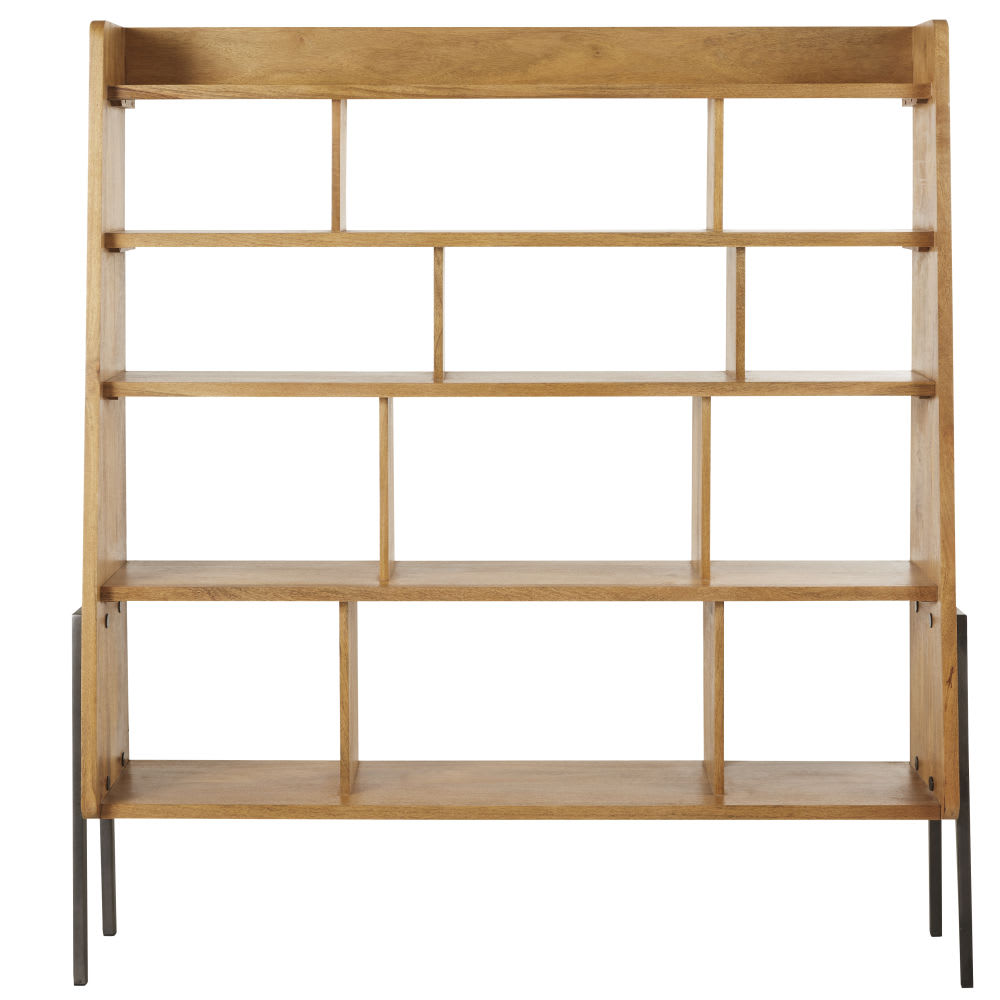 Bibliothèque en manguier et métal noir L145