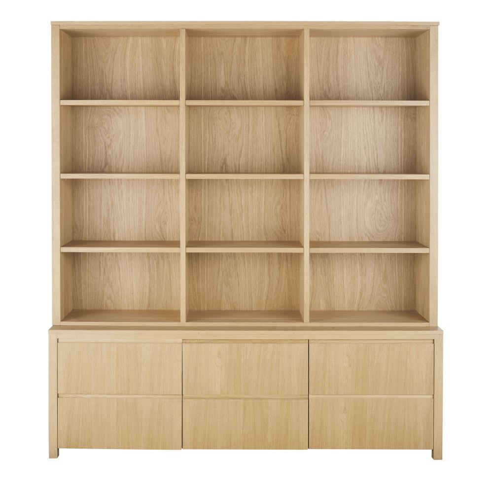 Bibliothèque en placage chêne, L195 cm