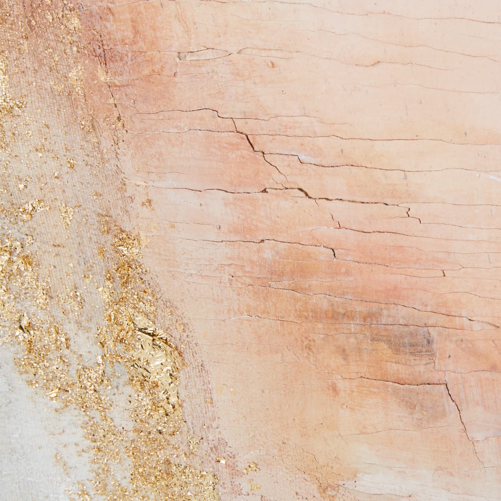 Blauw, roze, goud en wit beschilderd canvas, 110x150 cm - Maisons