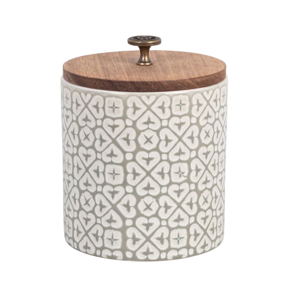 Bocal en céramique blanche motifs verts