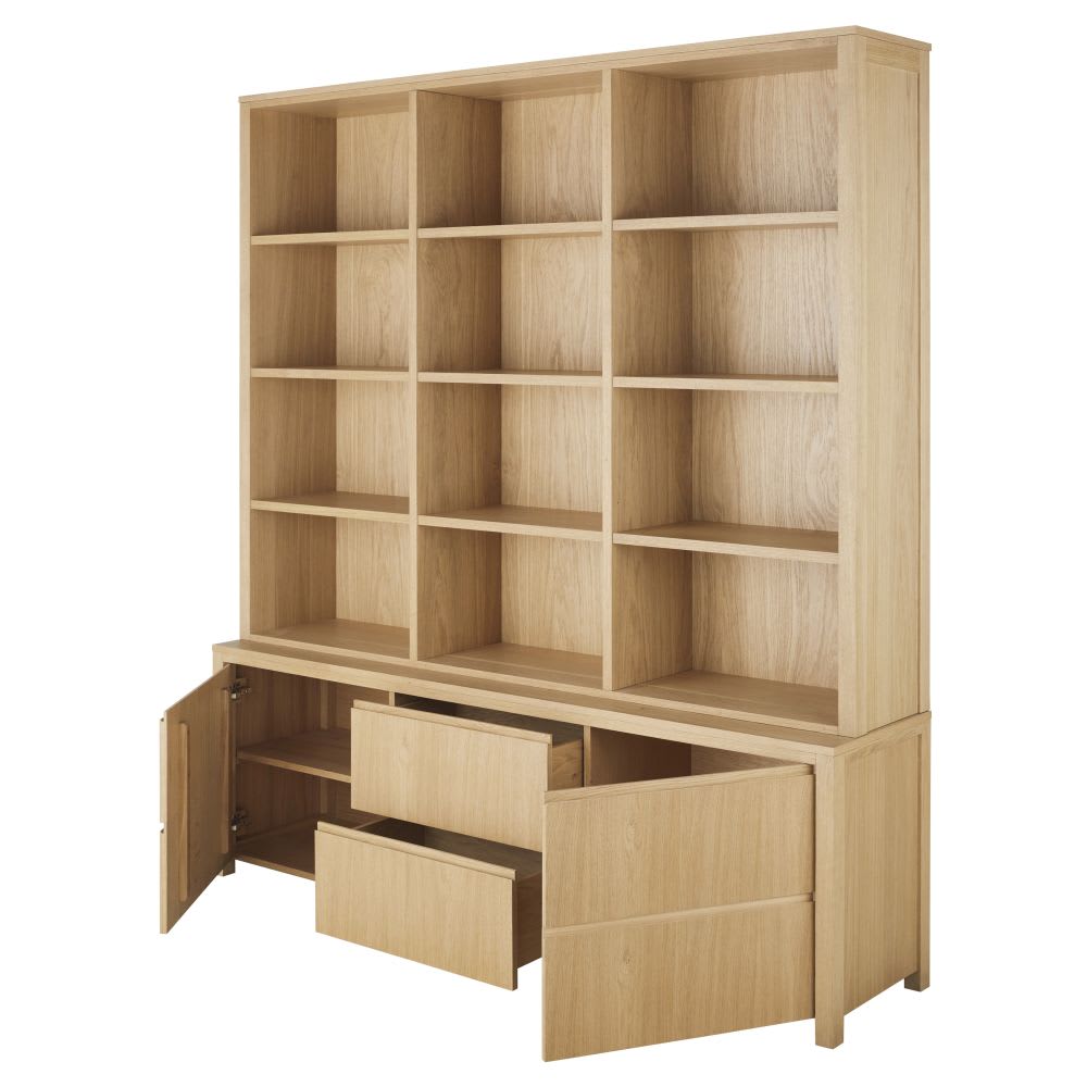 Boekenkast van eikenfineer, B195 cm - Maisons Du Monde