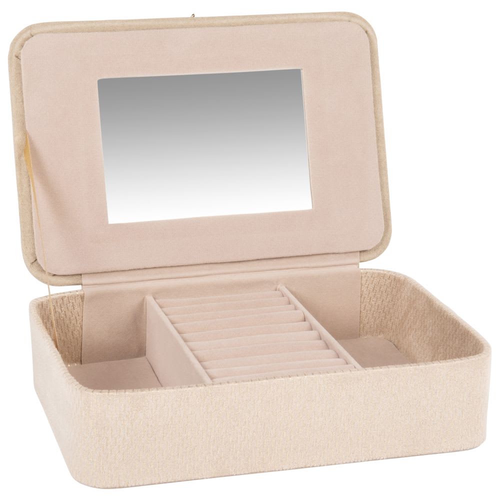 Boîte à bijoux en suédine beige - Maisons Du Monde