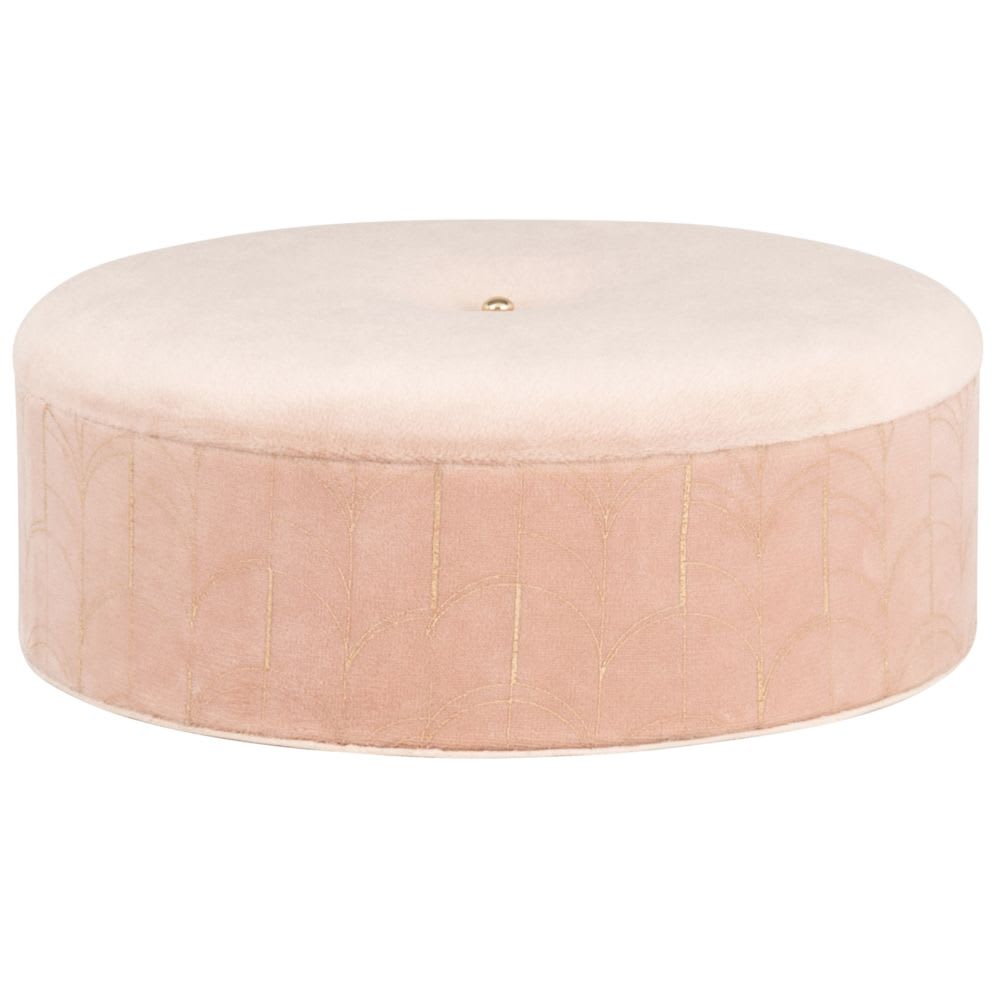 Boîte à bijoux en velours rose à motifs dorés