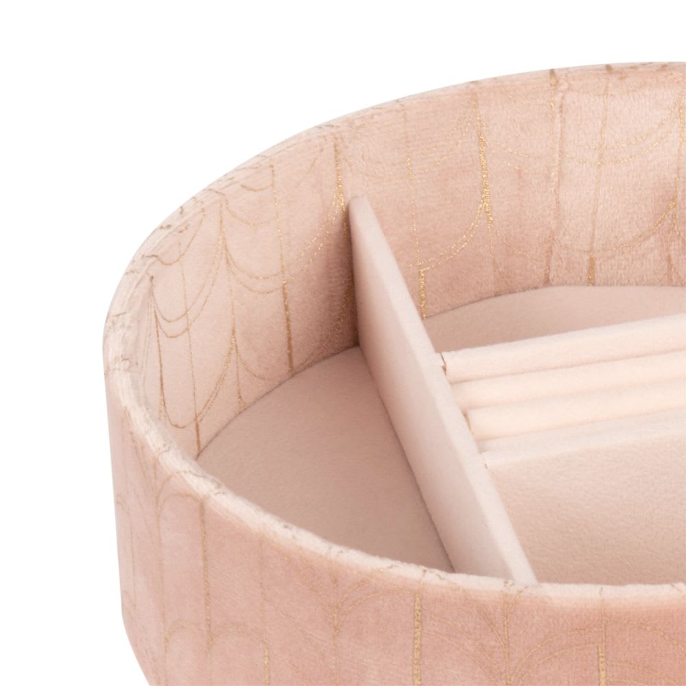 Boîte à bijoux en velours rose à motifs dorés — vue 4