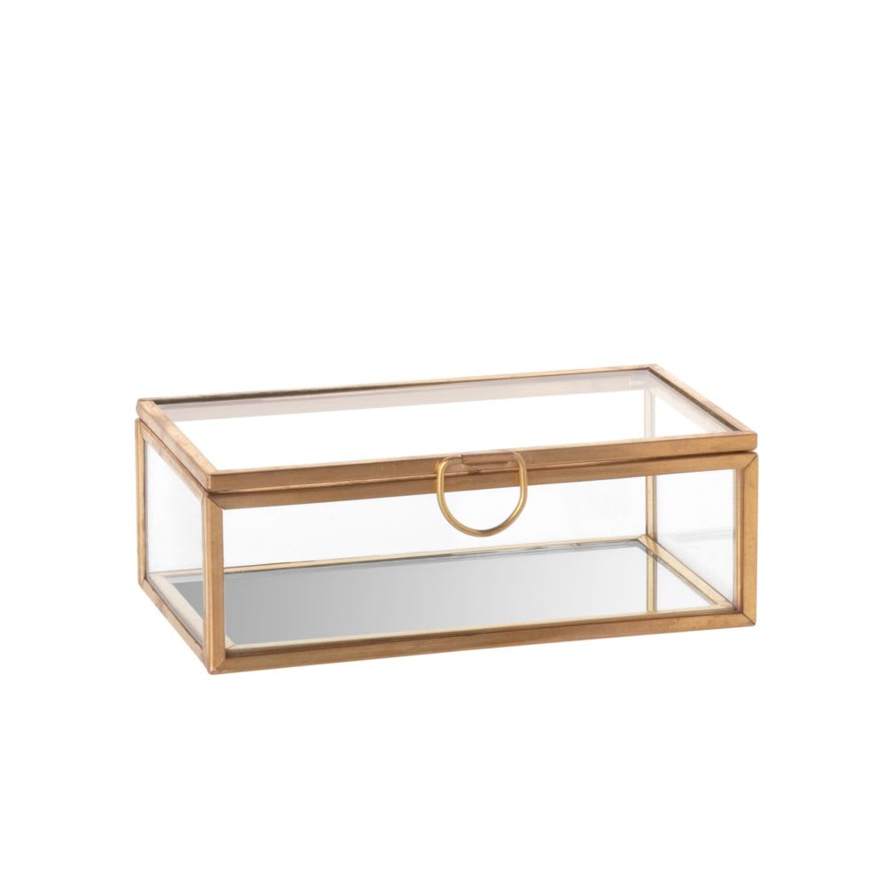 Boîte à bijoux en verre et cuivre doré