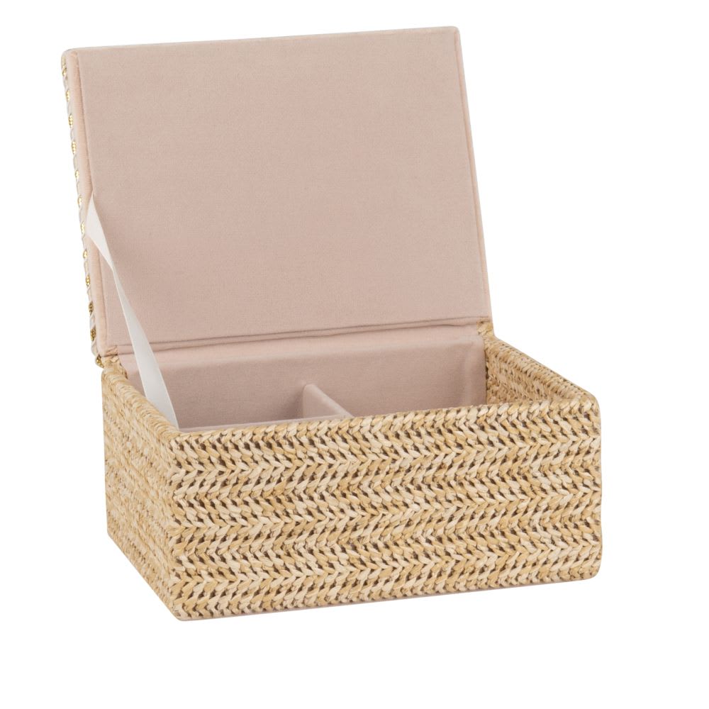 Boîte à bijoux tressée et velours beige — vue 3
