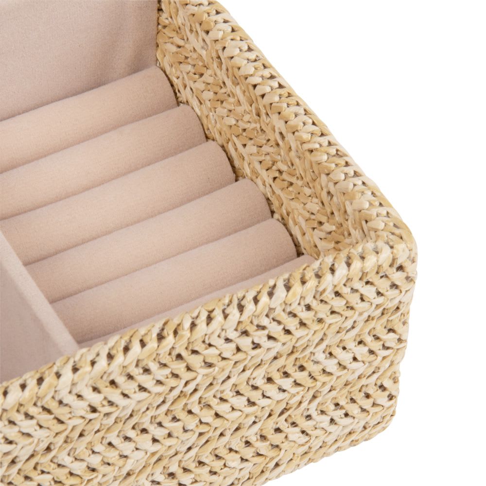 Boîte à bijoux tressée et velours beige — vue 4