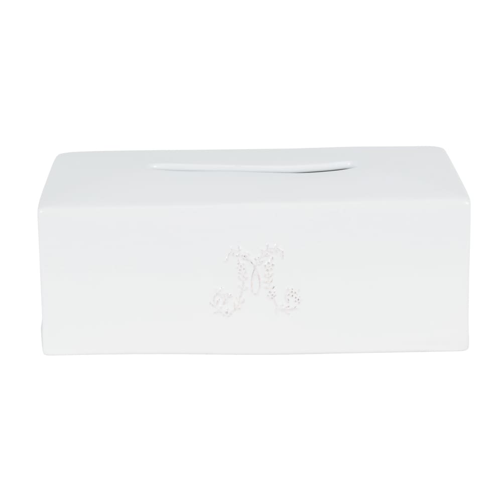 Boite+à+mouchoirs+en+faïence+blanche