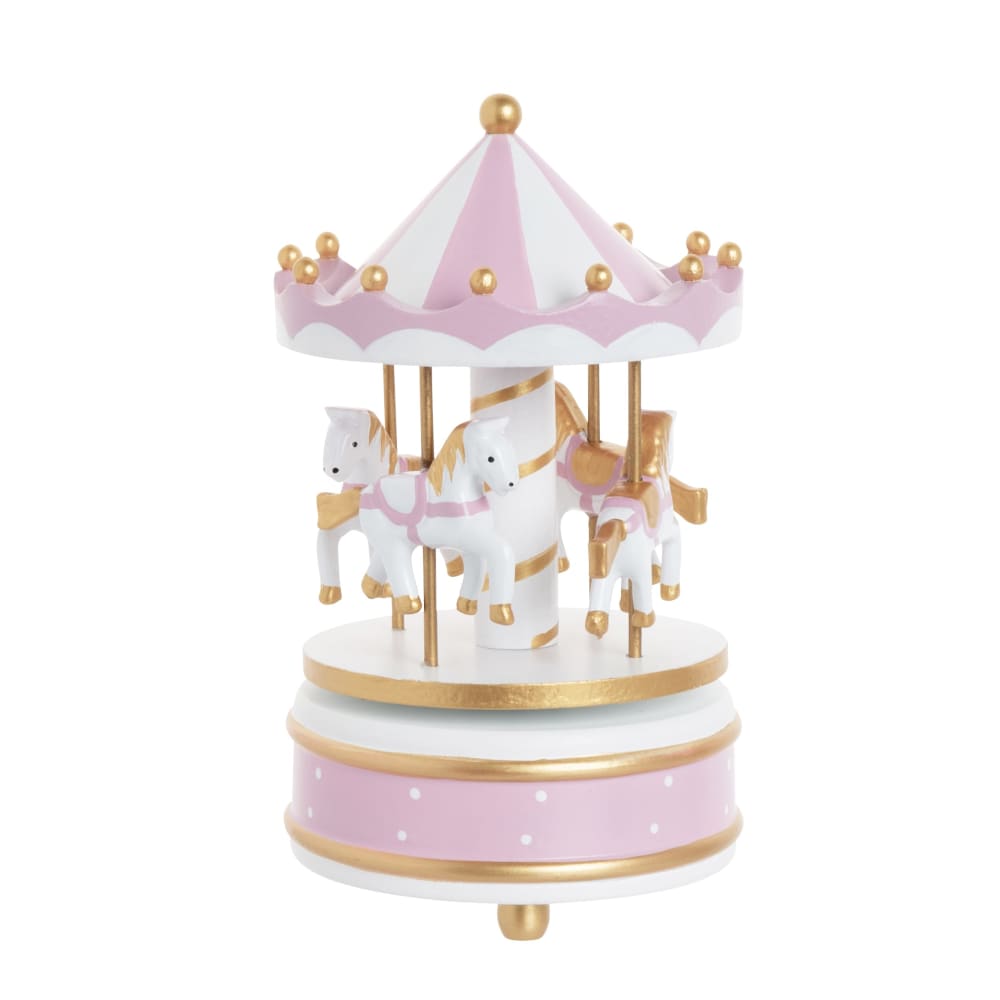 Boite+à+musique+carrousel+licornes+rose,+blanche+et+doree