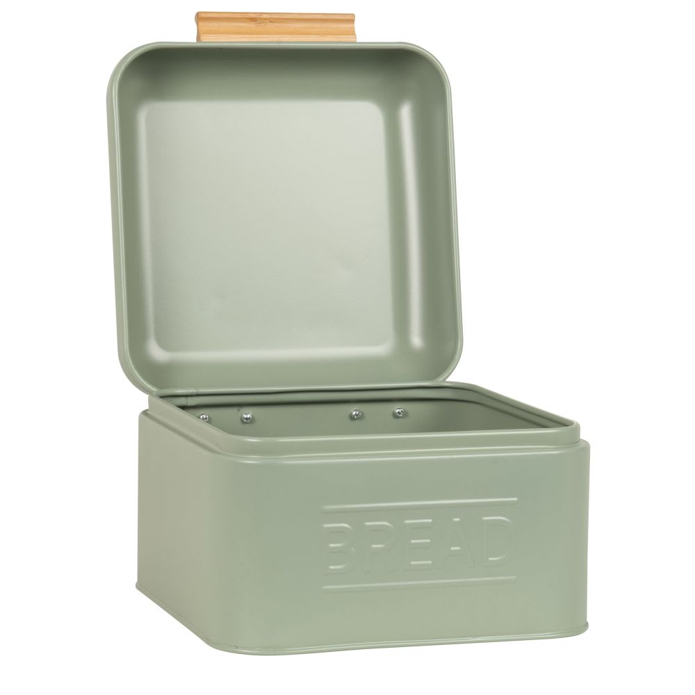Boîte à pain en métal vert poignée en bambou - Maisons du Monde