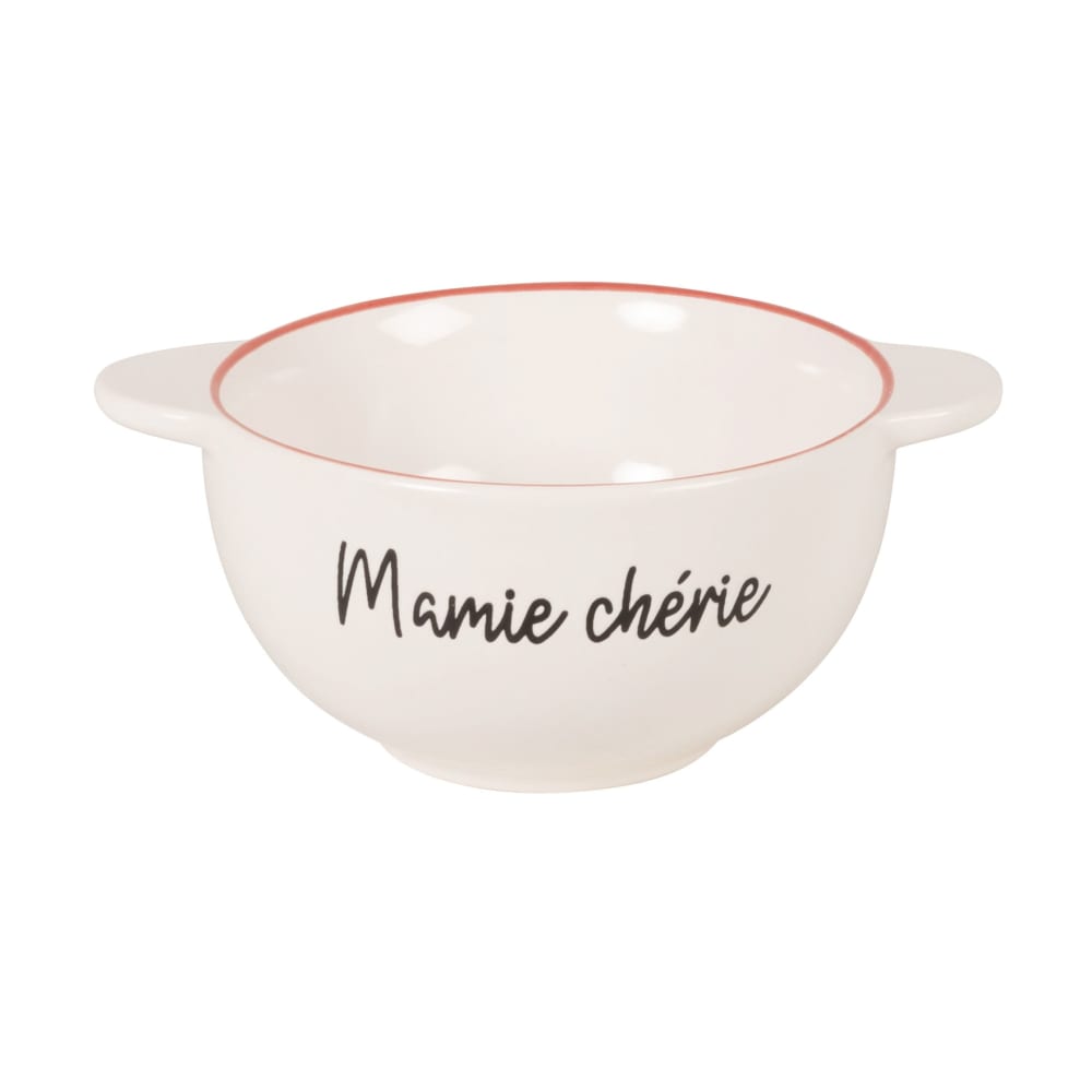 Bol en céramique blanche, rouge et noire