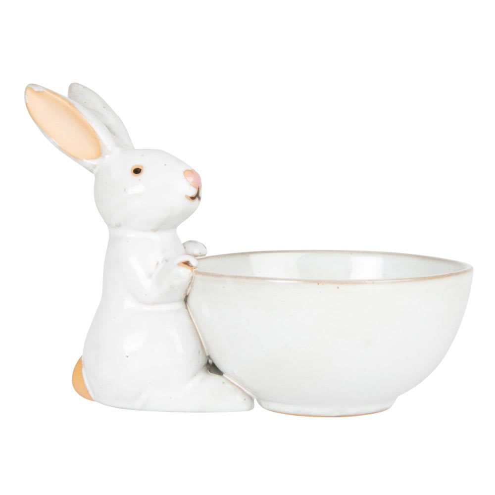 Bol en porcelaine blanche avec lapin