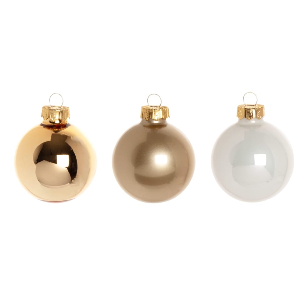 Bolas de Natal em vidro branco fosco e dourado brilhante D6 cm