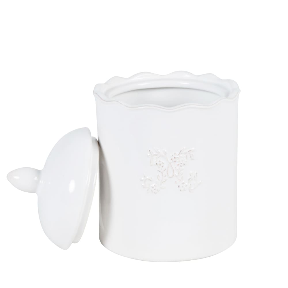 Bote para algodón de loza blanca con relieve - Maisons du Monde