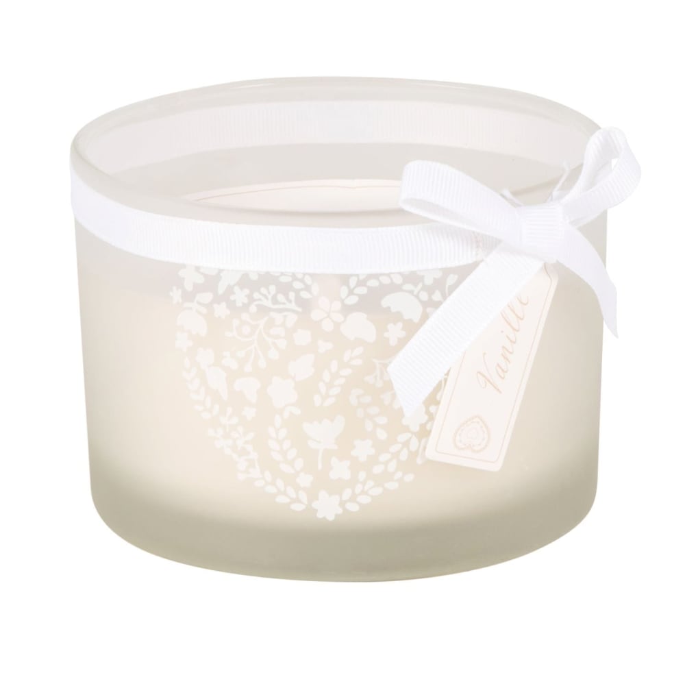 Bougie 3 mèches cœur blanche