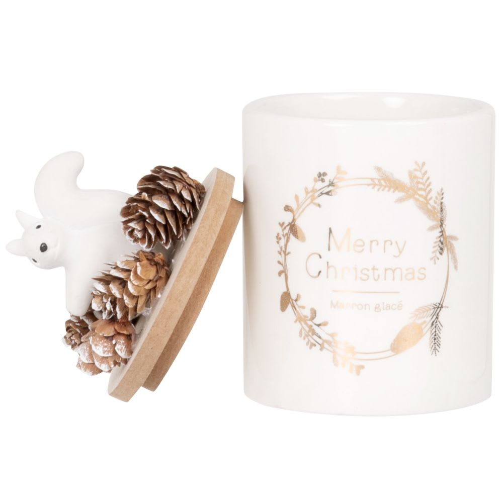 Bougie de Noël parfumée en céramique blanche et dorée, 180g - Maisons du Monde