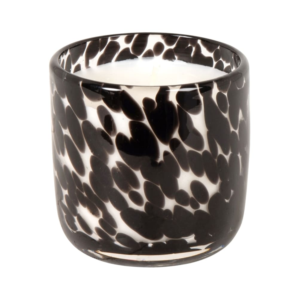 Bougie en verre tacheté noir