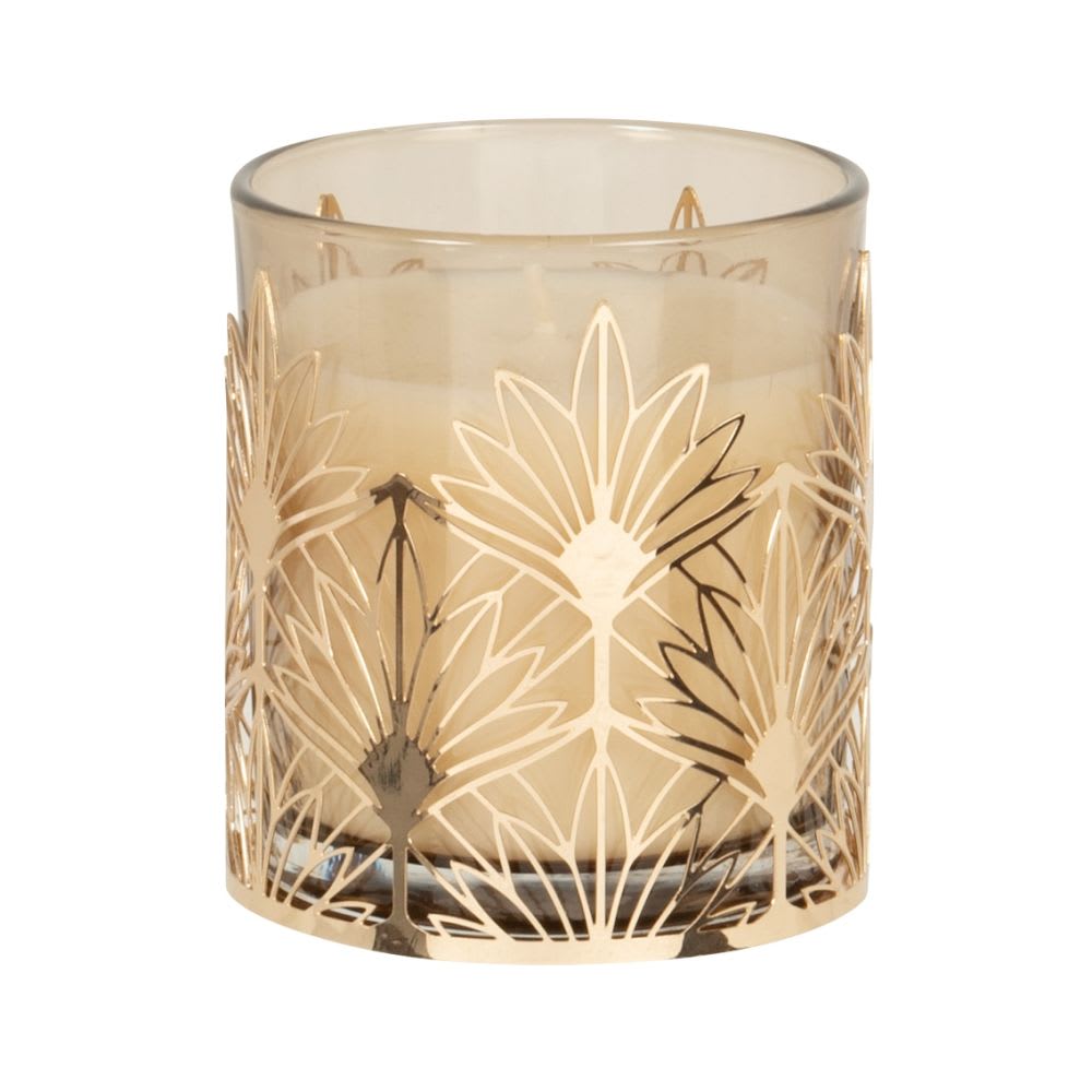 Bougie parfumée beige et métal doré