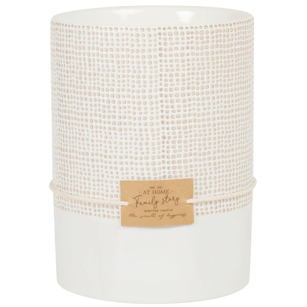 Bougie parfumée en céramique beige et blanche