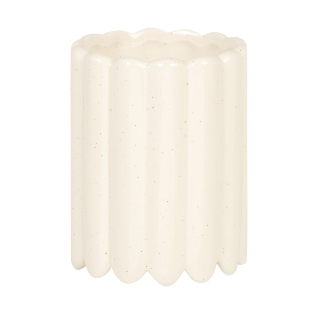 Bougie parfumée en céramique ondulée blanche