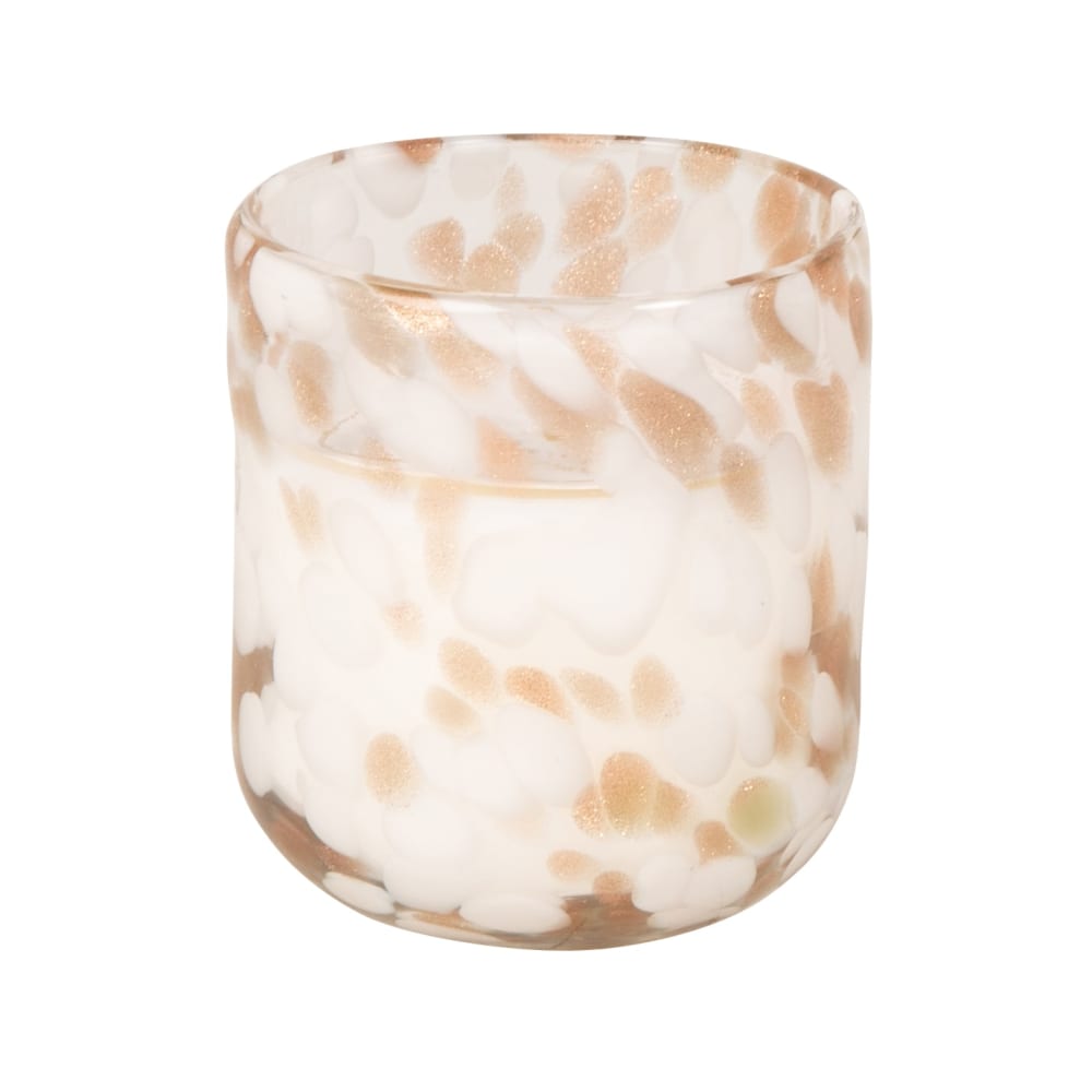 Bougie parfumée en verre tacheté blanc et doré