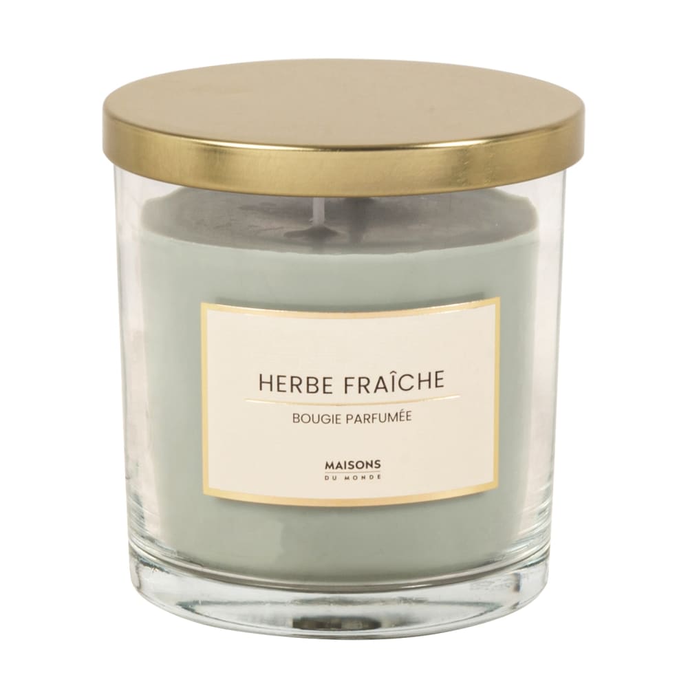 Bougie parfumée verte en verre 10x11