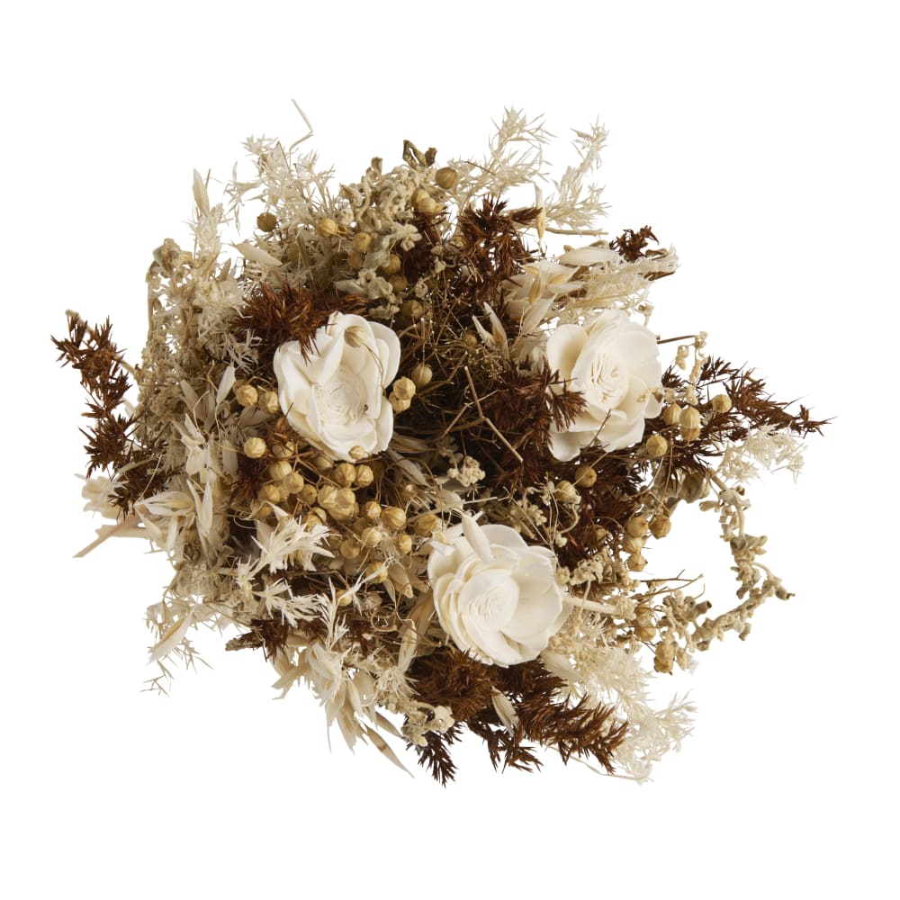 Bouquet de fleurs séchées beiges, blanches et orange - Maisons du Monde