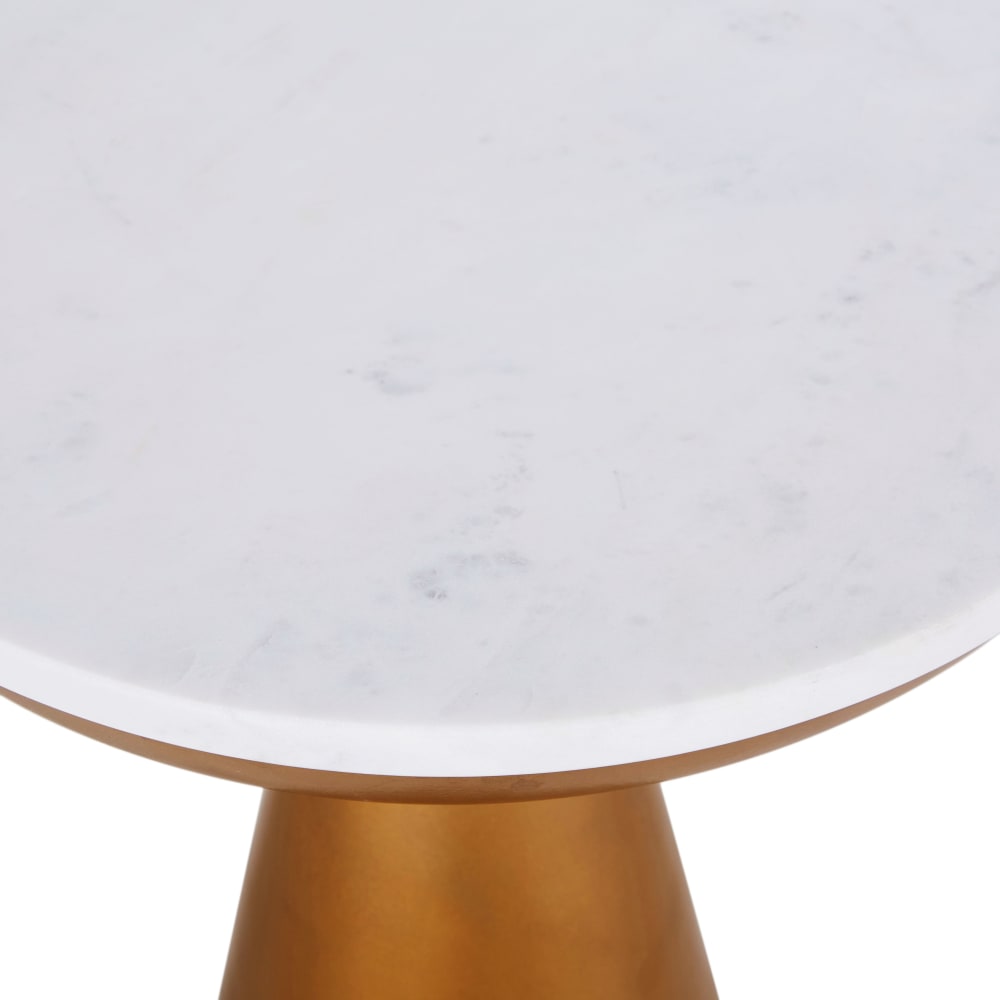 Bout de canapé en aluminium doré et marbre blanc - Maisons du Monde