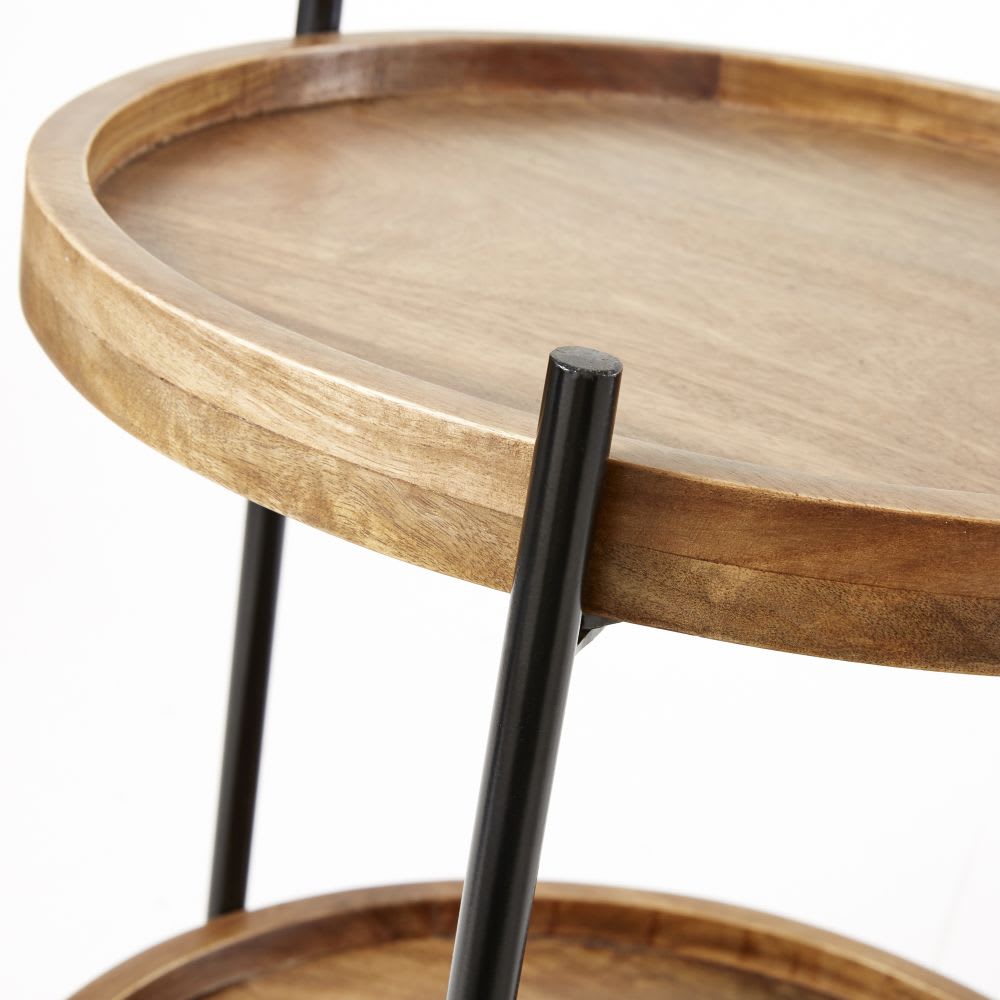 Bout de canapé en bois de manguier et métal noir