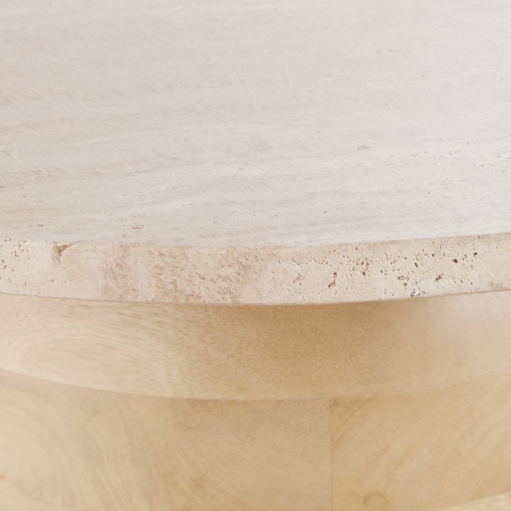 Bout de canapé en bois de manguier et pierre travertin - Maisons du Monde