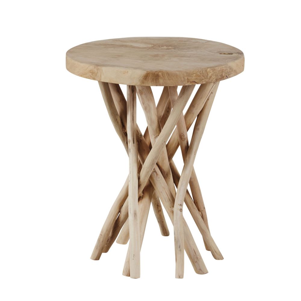 Bout de canapé en bois de teck marron