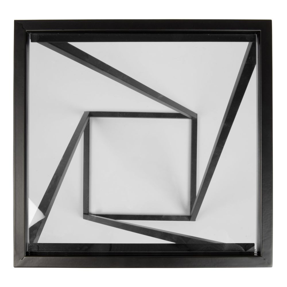 Bout de canapé en métal noir et verre